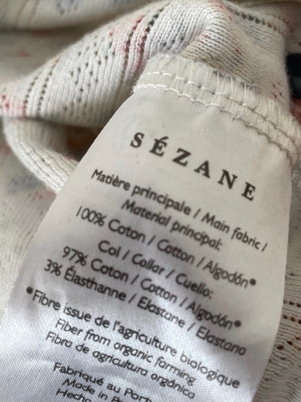 Sezane Camil T-shirt Melia Pointelle Floral Cropped Baby Doll Tee XL - Picture 7 of 7